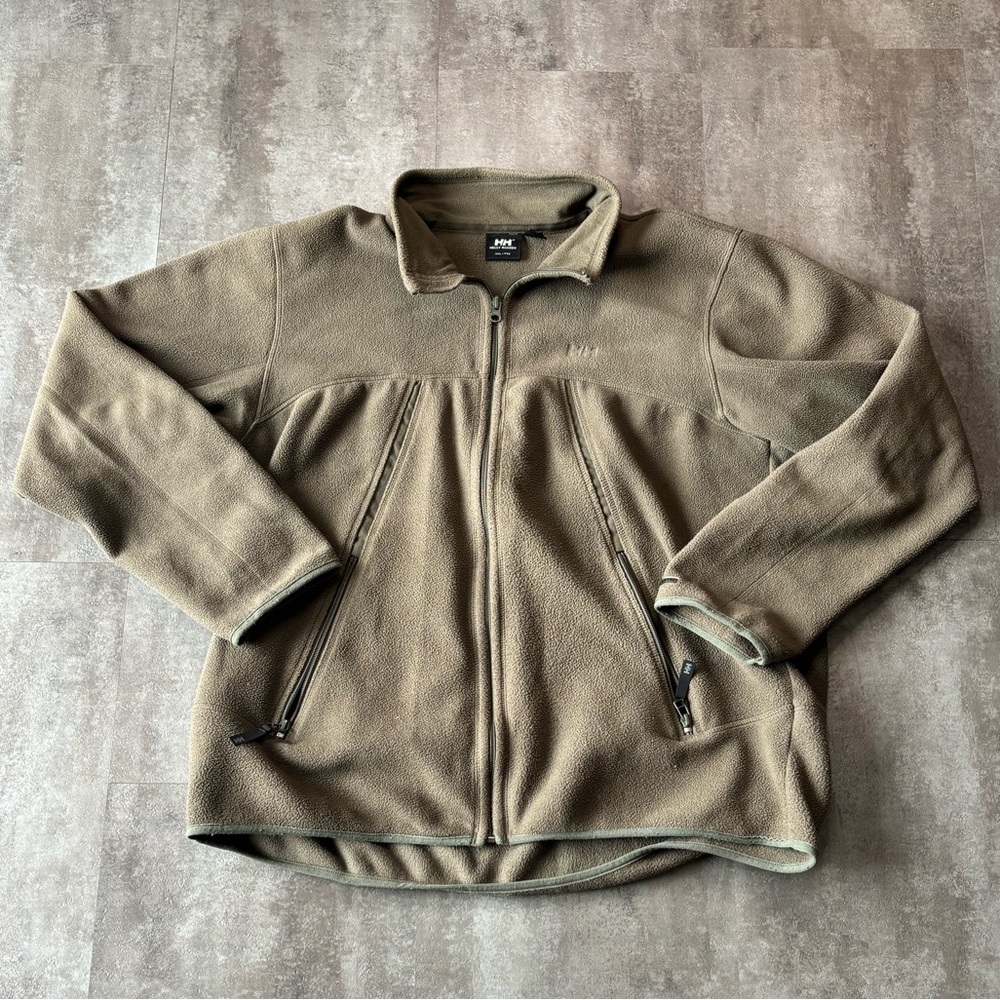 Y2K Helly Hansen Pro Fleece Full Zip Sweater Mens XXL Army Green
